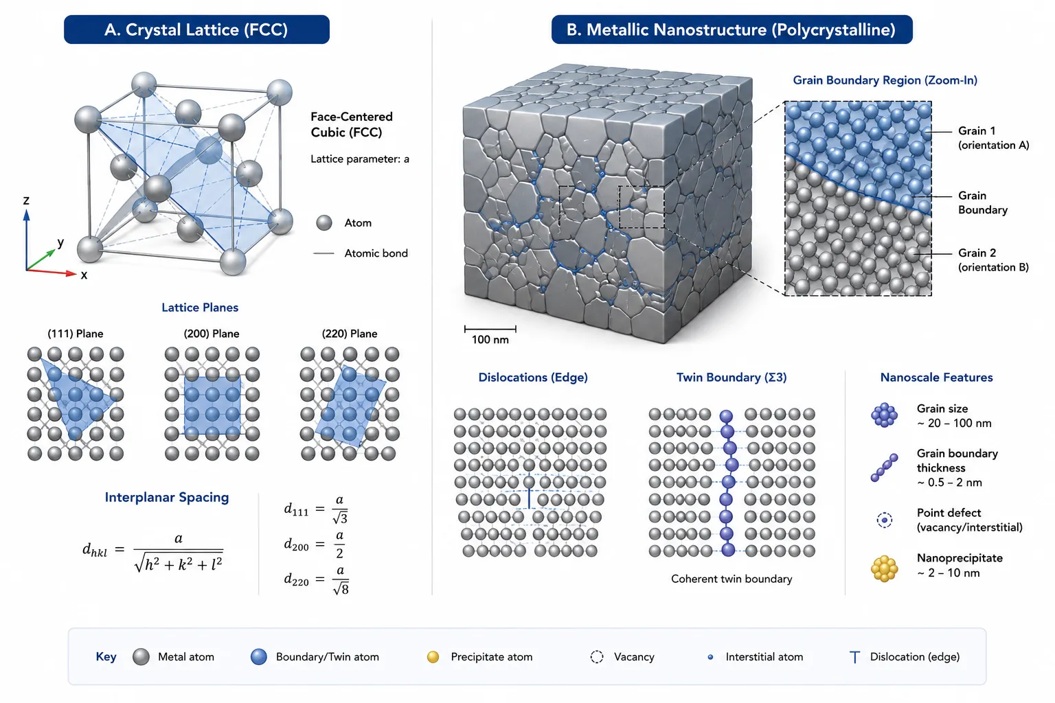 Materials science figure showing crystal lattice
