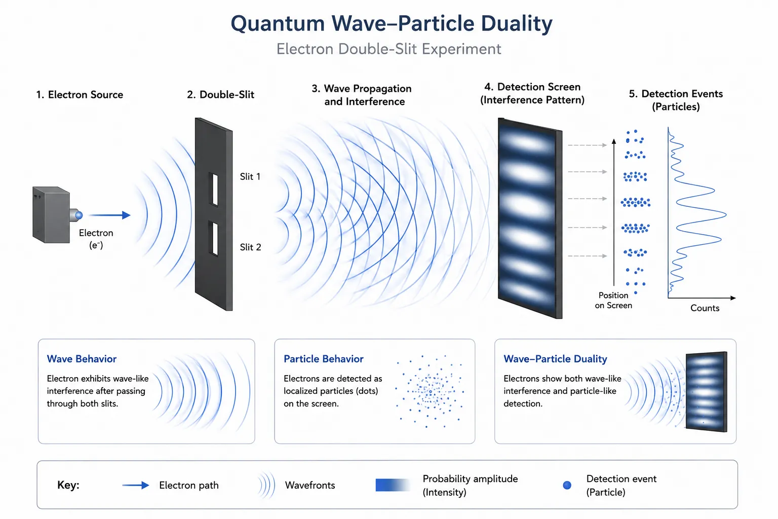 Scientific concept figure for quantum wave particle duality