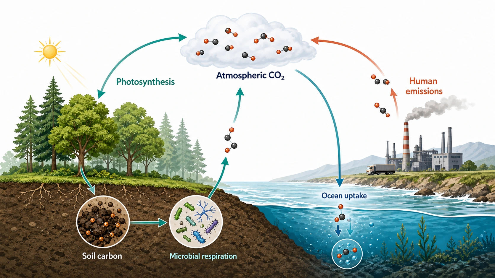カーボンサイクルエコシステムモデルのコンセプト図例